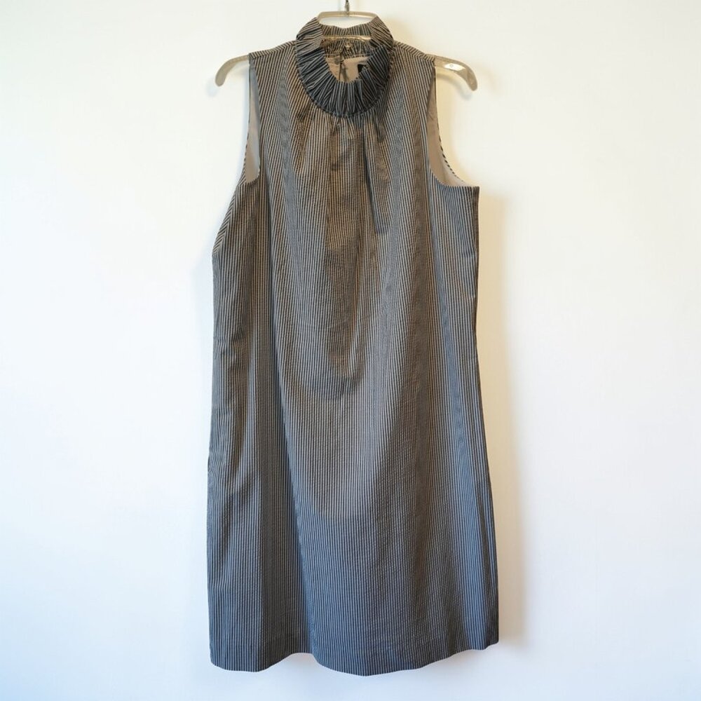 Banana Republic Sleeveless Striped Shift Dress – Ruffle Collar – Size 12